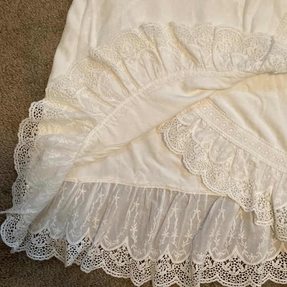 NWT Allie Rose white asymmetrical wrap skirt w/ embroidered/lace details, Large - Picture 3 of 13